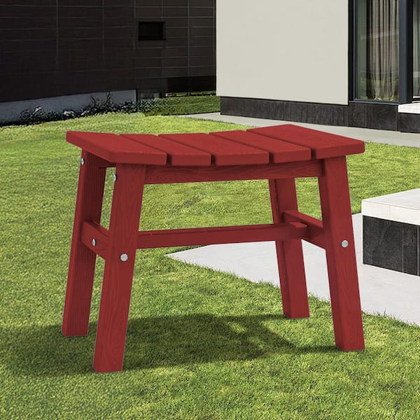 JEAREY HDPE Dark Red Plastic Outdoor Ottoman (1-Pack)