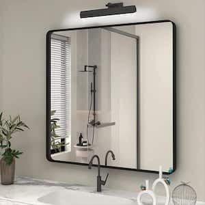 36 in. W x 36 in. H Rectangular Aluminum Framed Wall Bathroom Vanity Mirror in Black