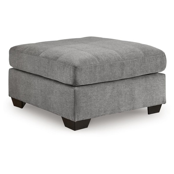 Marleton Gray Polyester Square Oversized Accent Ottoman