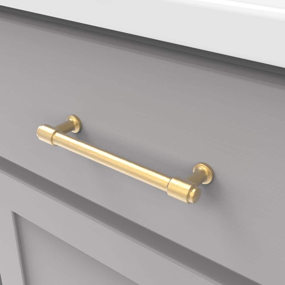 Brushed Golden Brass Modern Industrial Bar Pulls