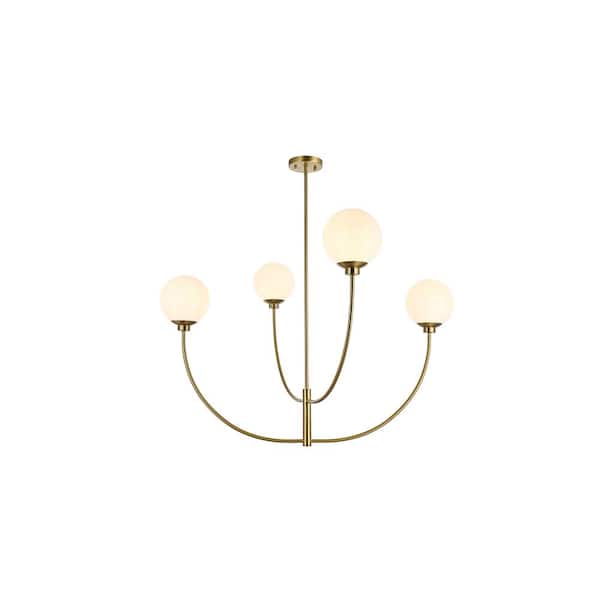 Unbranded 42 in. Home Living 4-Light Satin Gold Chandelier with no Bulbs Included