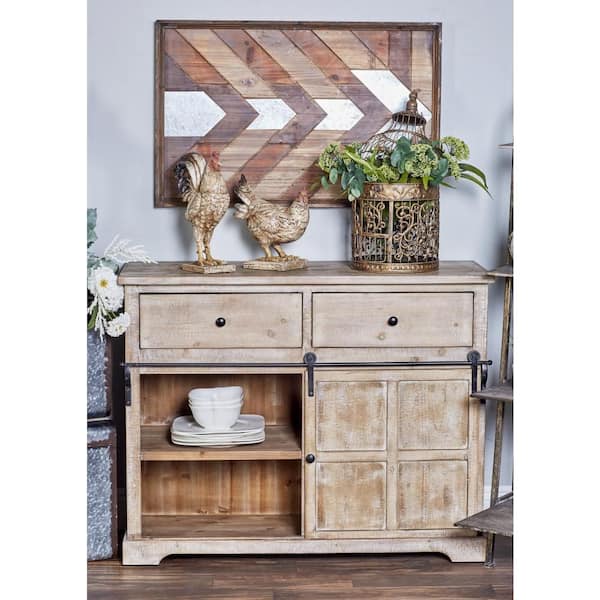 Litton Lane Brown Wood 5 Drawers 1 Shelf and 1 Door Cabinet