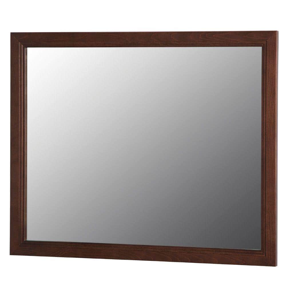 Home Decorators Collection Brinkhill 31 in. W x 26 in. H Rectangular Wood Framed Wall Bathroom Vanity Mirror in Cognac BWWM26-CG Sansujyuku sansujyuku.com