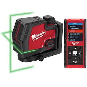 100 ft. REDLITHIUM Lithium-Ion USB Green Rechargeable Cross Line Laser Level with Charger and Laser Distance Measure