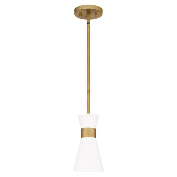 Quoizel Fremont 1-Light Aged Brass Shaded Mini Pendant Light with Metal Shade