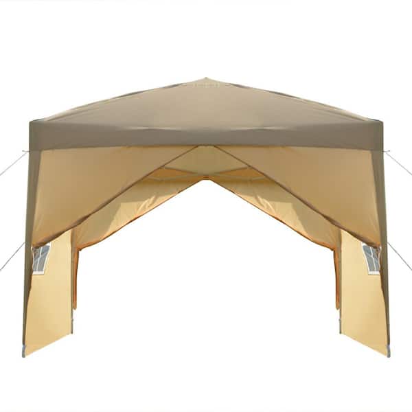 Karl home 10 ft. x 10 ft. Yellow Straight Leg Party Tent with 2 Walls and 2 Windows