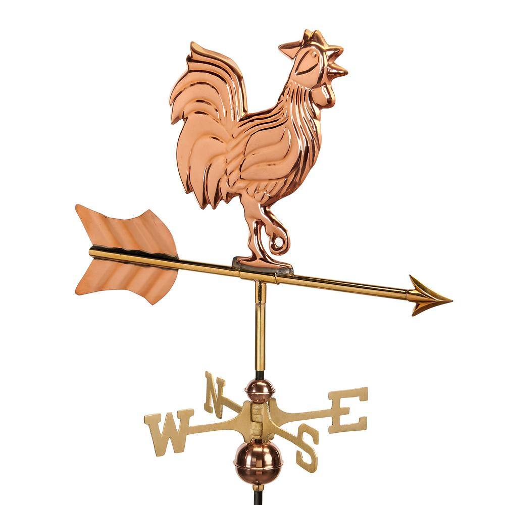 Copper Rooster Cottage Weathervane with Roof Mount