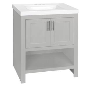 Spa 30 in. W x 18.75 in. D Bath Vanity in Dove Gray with Cultured Marble Vanity Top in White with White Sink and Mirror