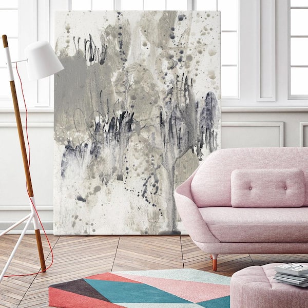 Abstract Gray Splash Paint - Modern Canvas Wall Art Wrought Studio