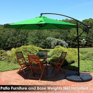 9.5 ft. Steel Cantilever Offset Outdoor Patio Umbrella with Crank in Emerald
