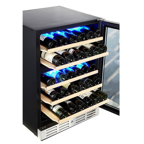 Kalamera 24 In Built In 46 Bottle Dual Zone Wine Refrigerator With Temperature Memory Function Krc 46dzb The Home Depot