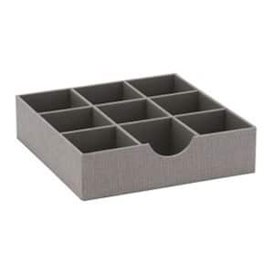 12 in. W x 3 in. H Square 9 Section Hardsided Tray in Silver