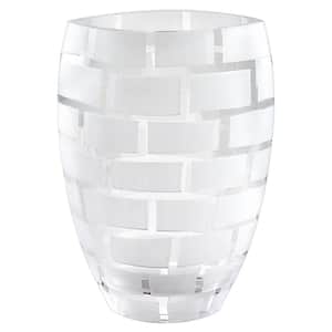 White / Frosted Wall Design Mouth Blown European Decorative Vase
