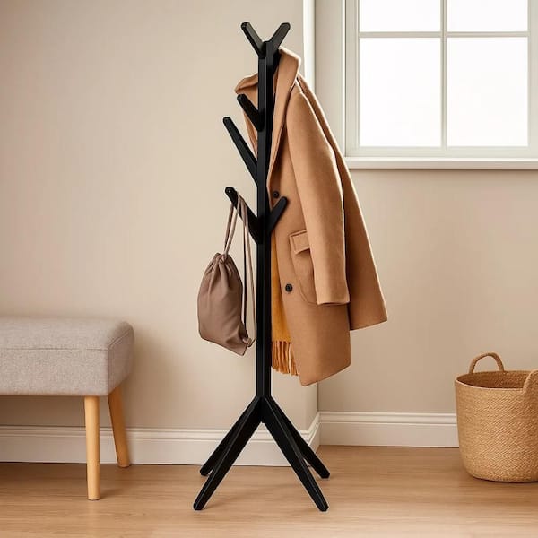 Benjara Margo Black Solid Wood Tree Inspired Design Freestanding