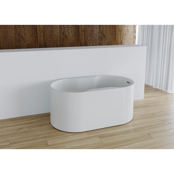 Palmer 56 in. Acrylic Flatbottom Freestanding Bathtub in White Palmer 56 in. Acrylic Flatbottom Freestanding Bathtub in White