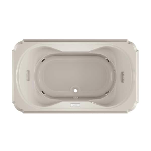 JACUZZI MARINEO 72 in. x 42 in. Rectangular Whirlpool Bathtub with Center Drain in Oyster
