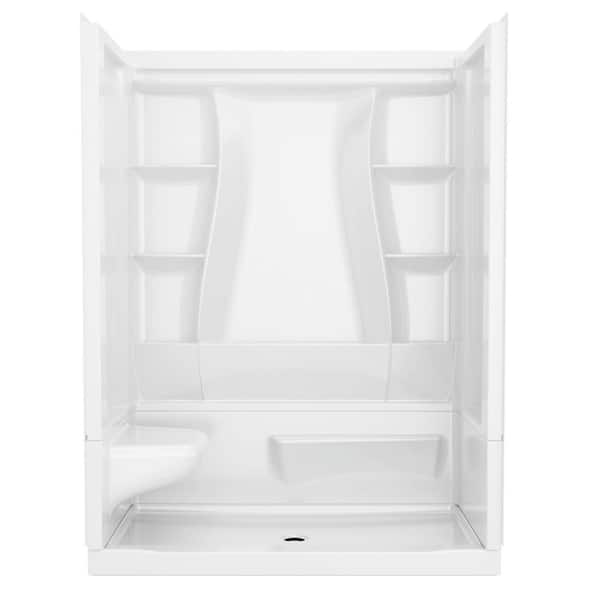 Classic 500 Left Seat 60 in. x 32 in. x 75.88 in. H Alcove Shower Kit Shower Wall and Shower Pan in White