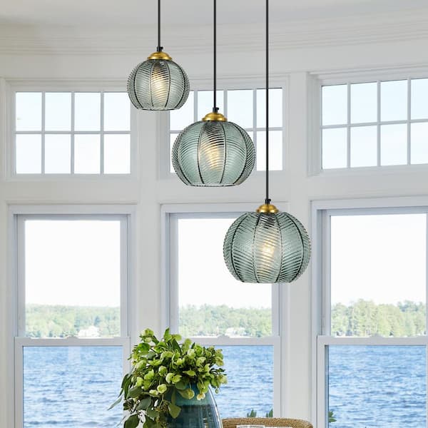 ZHLWIN Home Lighting 7. 87in. 3-Light Gray Green-3Y Glass Globe