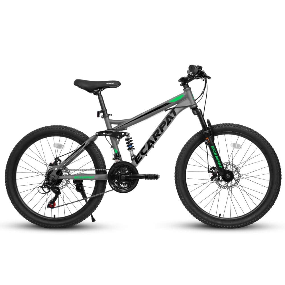24 in. Gray 21 Speeds Steel Frame Mountain Bike for Adults with Full Suspension, Gear Indicator price history on PriceWatchPro
