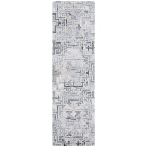 Abstract Ivory/Black Doormat 2 ft. x 4 ft. Distressed Geometric Area Rug