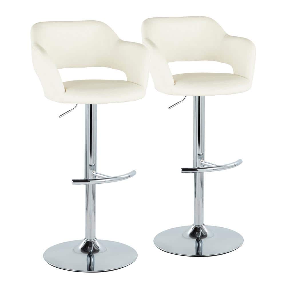 Margarite 32.75 in. Cream Faux Leather and Chrome Metal Adjustable Barstool (Set of 2) price history on PriceWatchPro