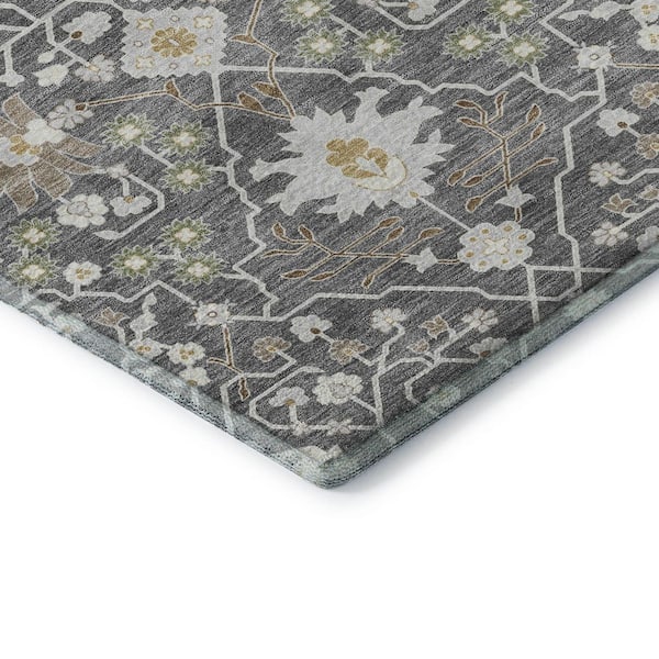 Mayfield Premium Machine Washable Abstract AMF1009 Charcoal 10 ft. x 14 ft. Area Rug