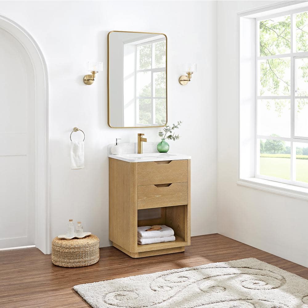 Harbin 24 in. W x 22 in. D x 33.9 in. H Single Bath Vanity in Washed Ash Grey with White Engineered Stone Top price history on PriceWatchPro