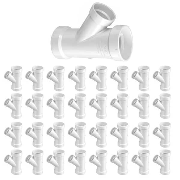 3 in. x 3 in. x 2 in. PVC DWV Wye Reducing Hub, White Rigid PVC Drain, Waste and Vent Fitting, (25 Pack)