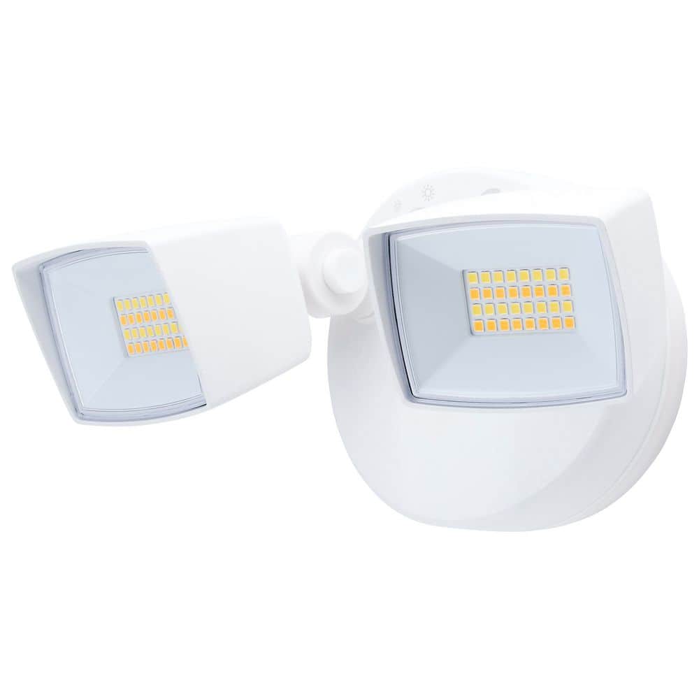 White Dual Head LED Security Flood Light with Adjustable Brightness