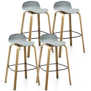 35 in. Modern Barstools 30 in. Pub Chairs with Low Back and Metal Legs Grey (Set of 4)