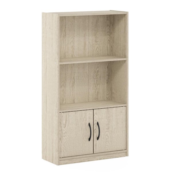 Furinno Gruen 21.81in. in. Wide Metropolitan Pine 3 Shelf Standard Bookcase with 2 Doors