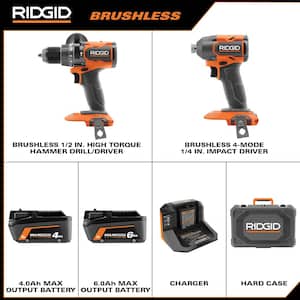 18V Brushless Cordless 2-Tool Combo Kit with 6.0Ah & 4.0Ah MAX Output Batteries, Charger, and 2.0 Ah Battery
