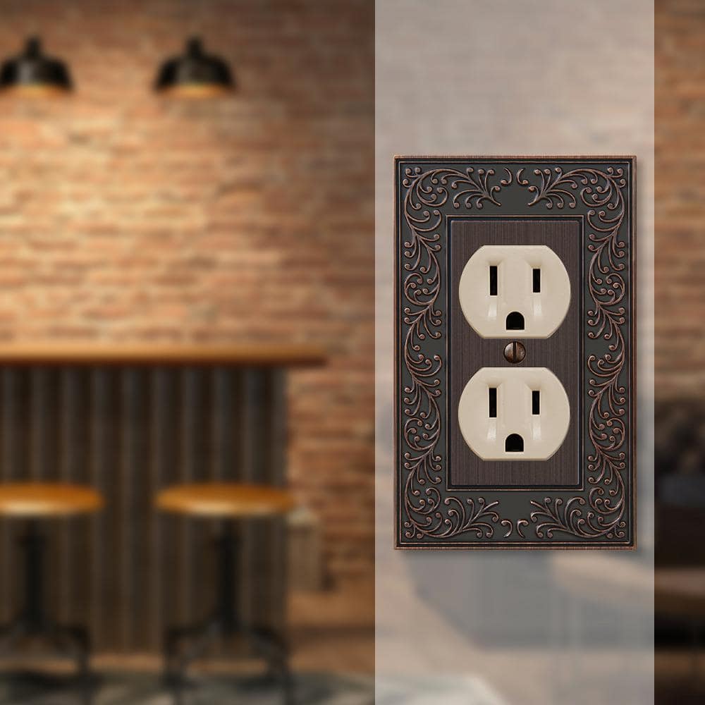 Aged Bronze Cast Metal Single Duplex Wallplate