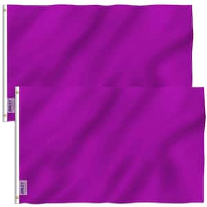 Fly Breeze 3 ft. x 5 ft. Polyester Solid Purple 2-Sided Banner Flags with Brass Grommets and Canvas Header (2-Pack)