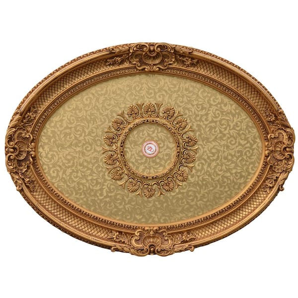 AFD 43 in. x 3 in. x 31.50 in. Golden Rocaille Oval Chandelier Polysterene Ceiling Medallion Moulding