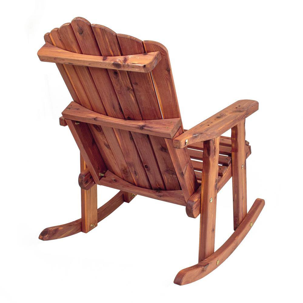 Natural Cedar Adirondack Rocking Chair with Armrests