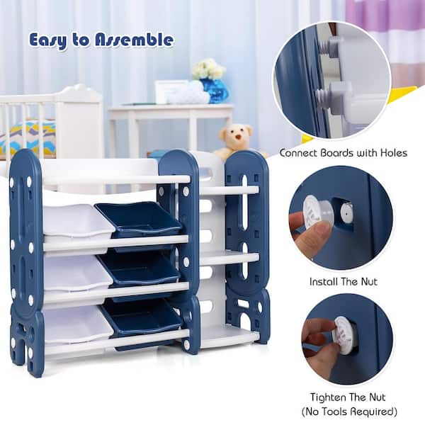Costway Kids Toy Storage Organizer w/Bins & Multi-Layer Shelf for Bedroom Playroom Green