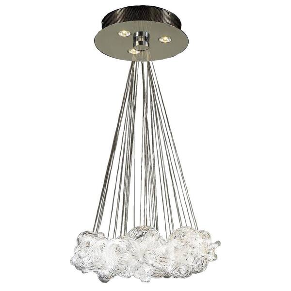 PLC Lighting 3-Light Polished Chrome Pendant with Clear Ribbed Glass Shade