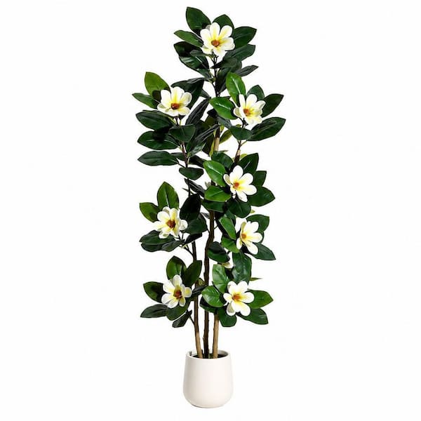 6 ft. Artificial Rubber Tree in Pot, Faux Tree Real Touch Leaves