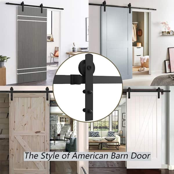 Black Sliding Barn Door Track, Interior Sliding Standard Single Barn Door Hardware Kit