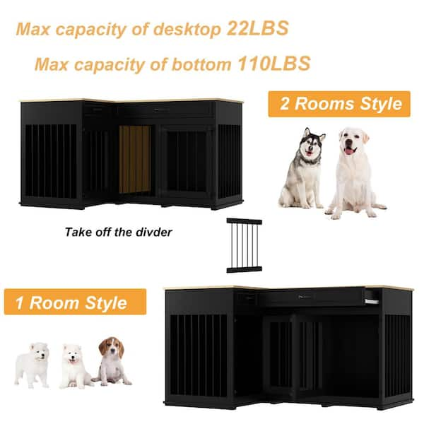 WIAWG Dog Crate Furniture for Extra Large Dogs, Large Furniture Style Dog  Crate with Removable Irons, Indestructible Dog Crate YLM-AMKF150160-01+02 -  The Home Depot