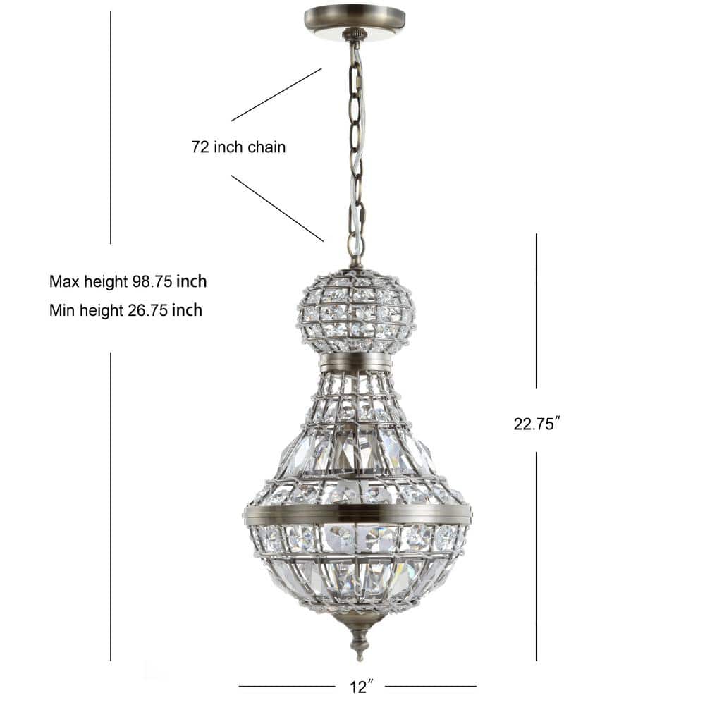 Regina 12" Antique Brass Crystal Empire LED Chandelier
