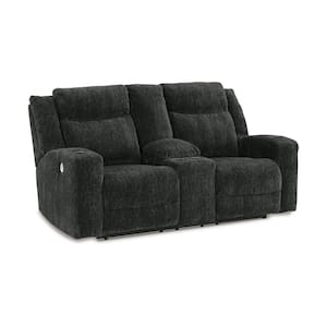 42 in. Flared Arm Polyester Rectangle Loveseat Recliner Sofa in. Black