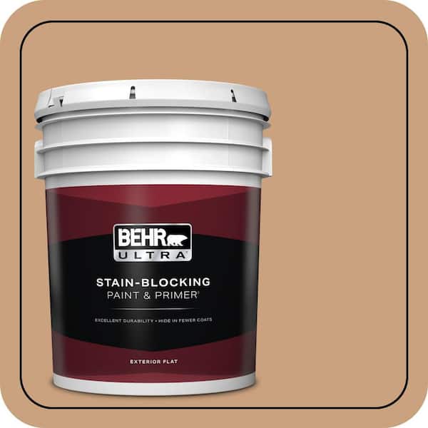 BEHR ULTRA 5 gal. #270F-4 Peanut Butter Flat Exterior Paint & Primer