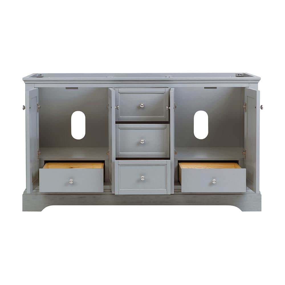 Gray Double Freestanding Wood Bathroom Vanity Cabinet