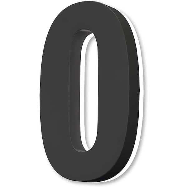Movisa 7 in. Black Stainless Steel Hand-Polished LED Backlit House Number 0