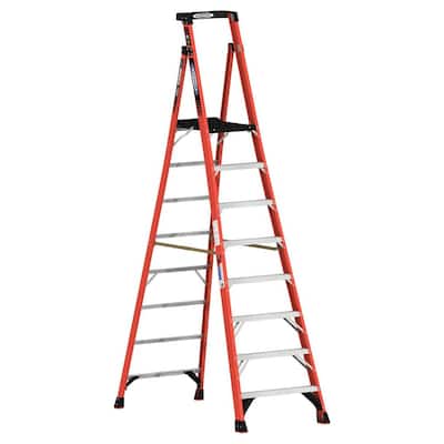 8 ft. Fiberglass Podium Step Ladder ( 14 ft. Reach Height) with 300 lbs. Load Capacity Type IA Duty Rating