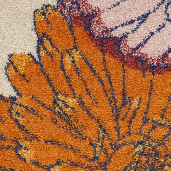 5 ft. x 7 ft. Cream Floral Power Loom Area Rug