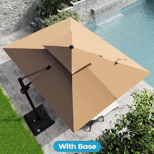 11 ft. x 9 ft. Double Top Cantilever Patio Umbrella in TAN with 220 lbs. Base Stand