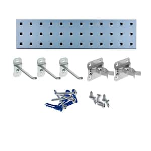 Silver Tool Pegboard Kit with (1) 18 in. x 4.5 in. Steel Square Hole Pegboard and 5-Piece LocHook Assortment
